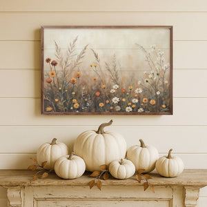 Fall Field With Mums And Daisies: 8x5