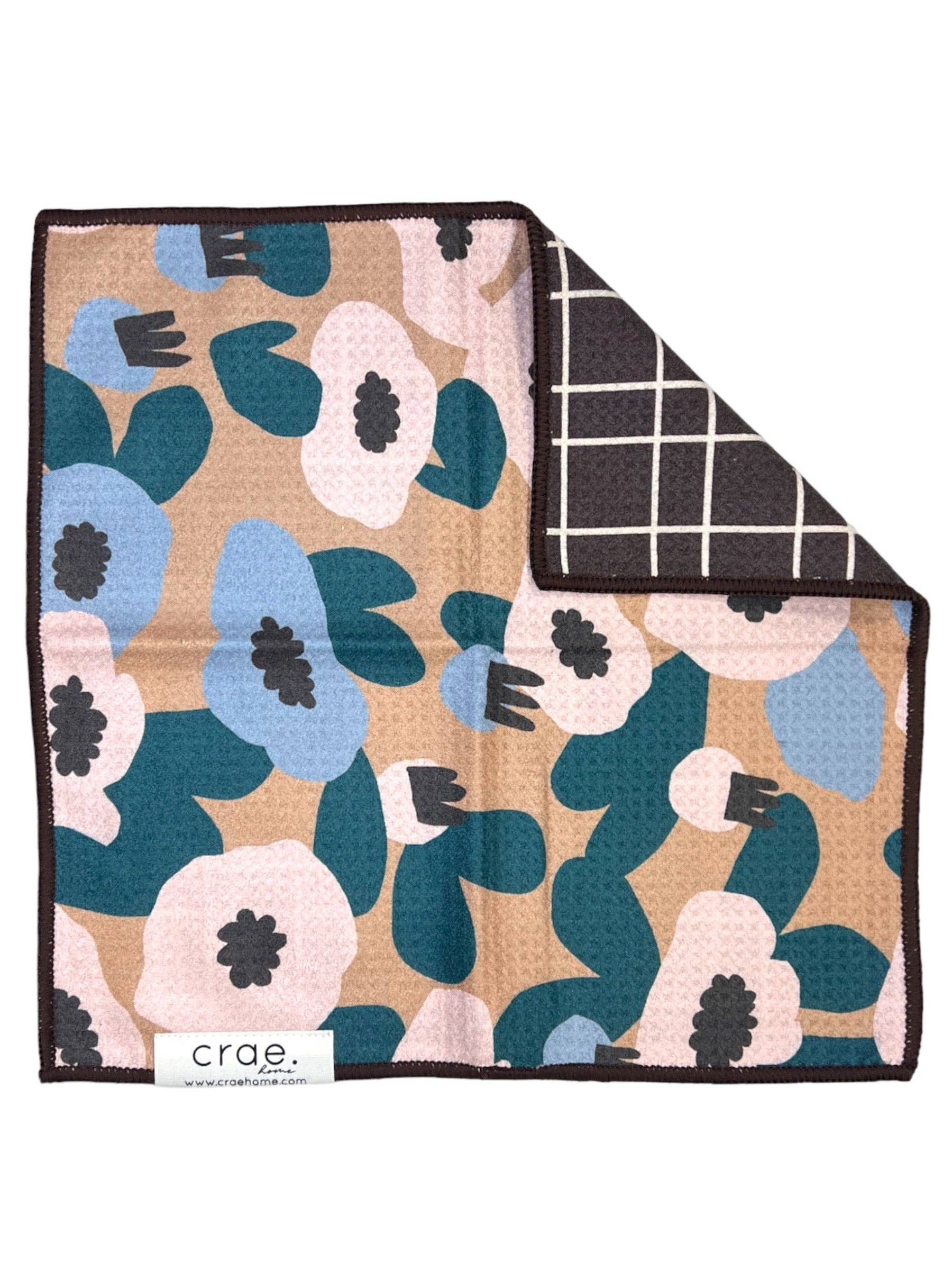 Lilly Plaid: Reversible Washcloth: Brown/Cream / 12x12 in / Washcloth
