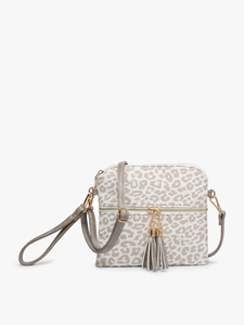 Diamond-Beige Tara Double Zip Crossbody/Wristlet