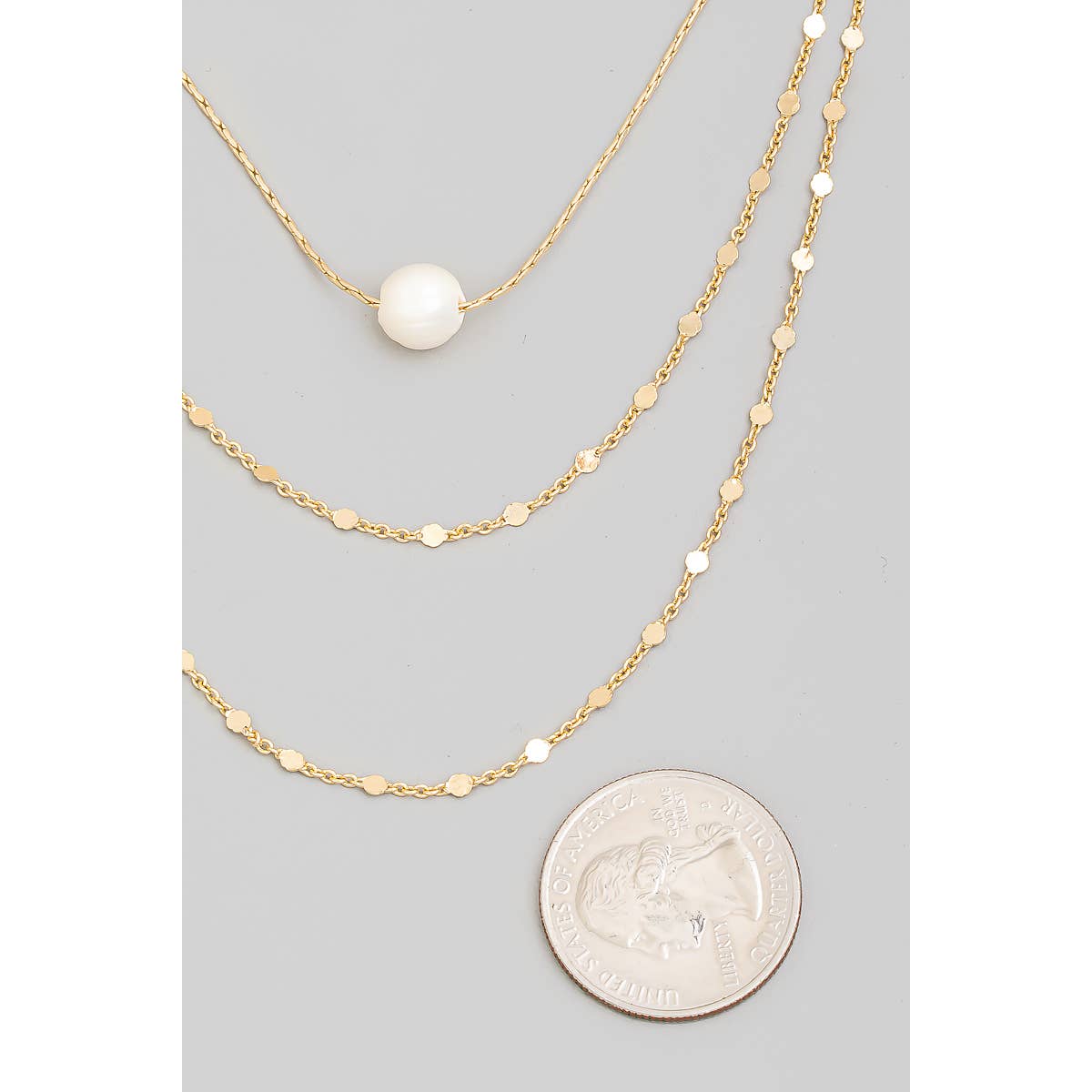 Pearl Bead Pendant Layered Chain Necklace Set