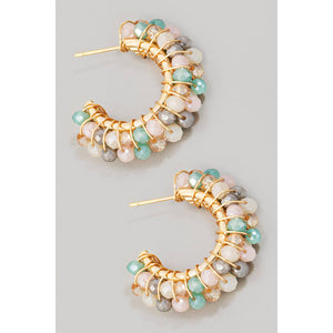 Cluster Beaded Hoop Earrings