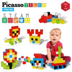 60 Piece 1.2" Magnetic Puzzle Cubes Sensory Toy Set