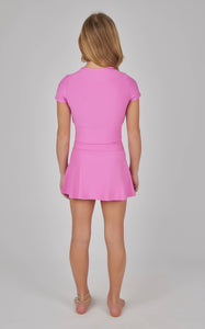 Pink Girls Rib Crossover Top and Skort Matching Set