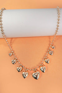STATION PUFFY HEART CHARMS BALL CHAIN NECKLACE