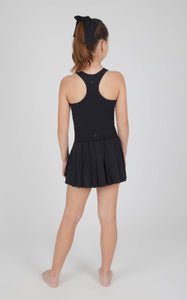 Black Girls Racerback Tank, Pleated Skort, and Scrunchie Bow Set