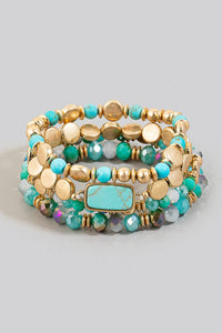 Stone Charm Assorted Beaded Bracelet Set