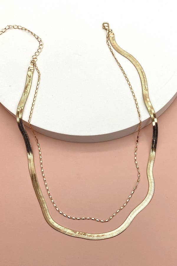 GOLD DOUBLE SNAKE AND LARGO CHAIN NECKLACE