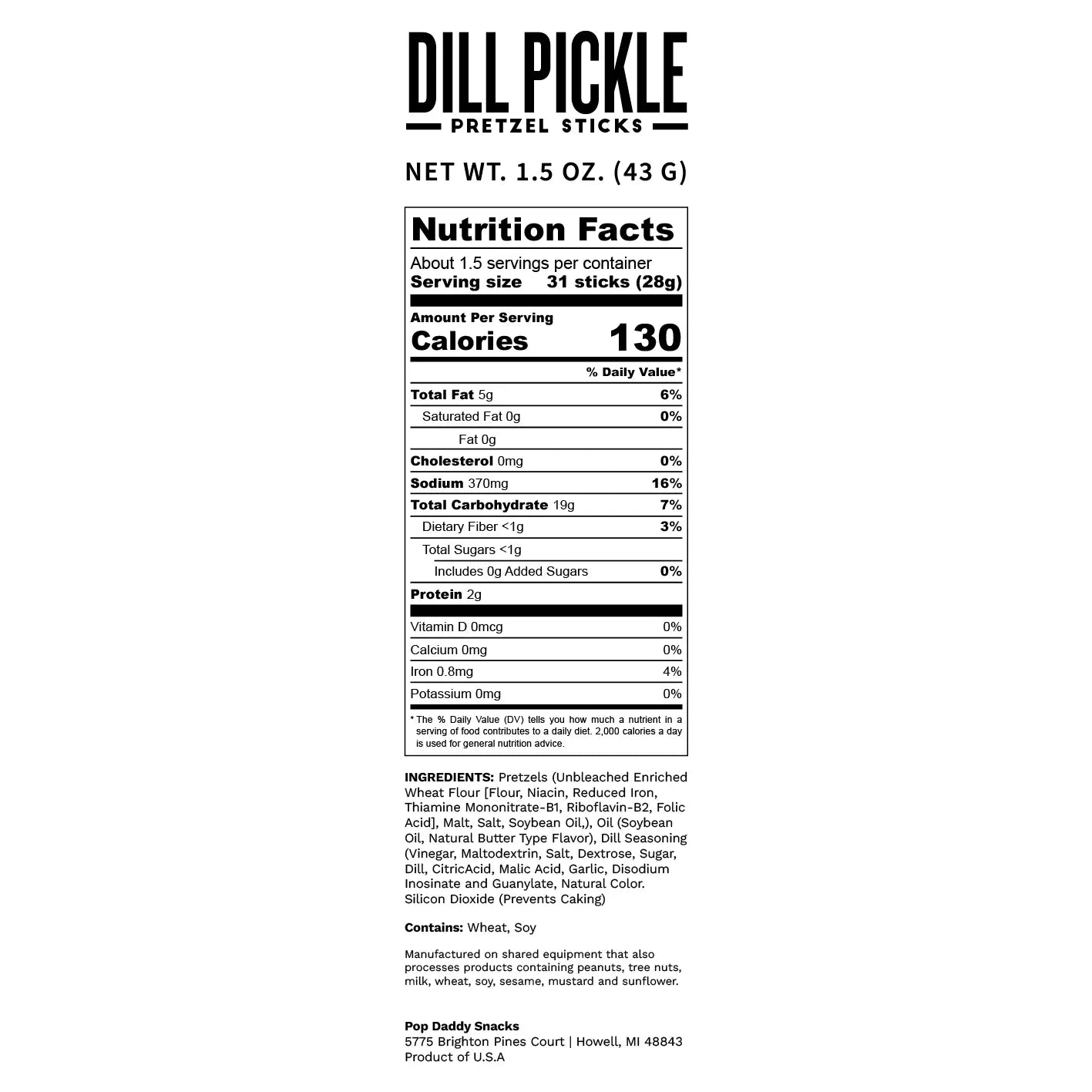 Dill Pickle Seasoned Pretzels 1.5oz