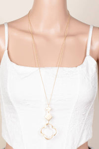 Tiered Clover Pendant Long Chain Necklace