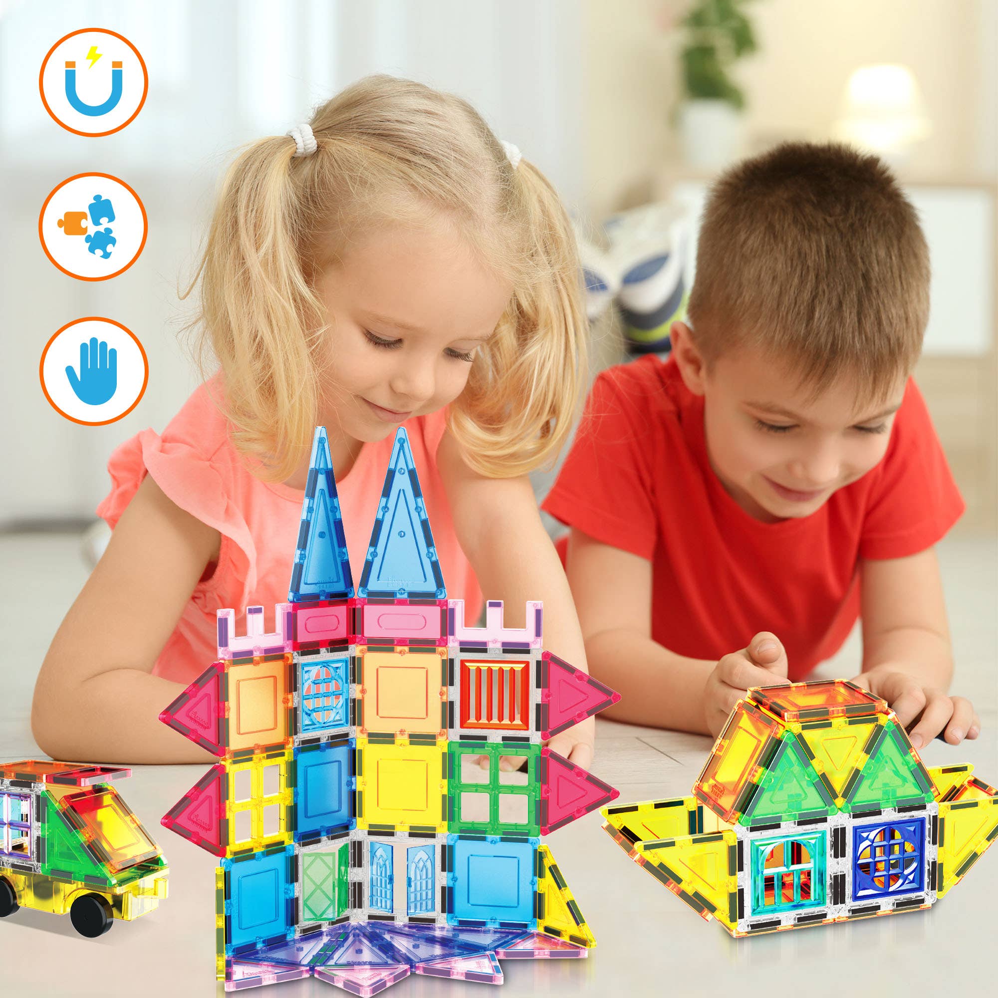 101 Piece Magnet Tile Building Blocks Construction Toys Set