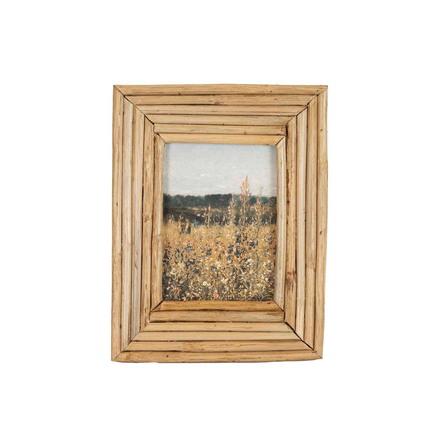 Adele Boho 4x6 Photo Rattan Pieced Picture Frame Glass Pane