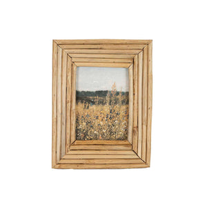 Adele Boho 4x6 Photo Rattan Pieced Picture Frame Glass Pane