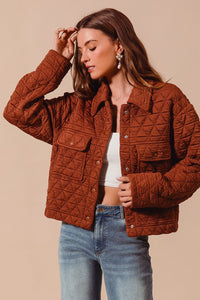 Vintage Brick Triangle Quilting Stitch Button Up Knit Jacket