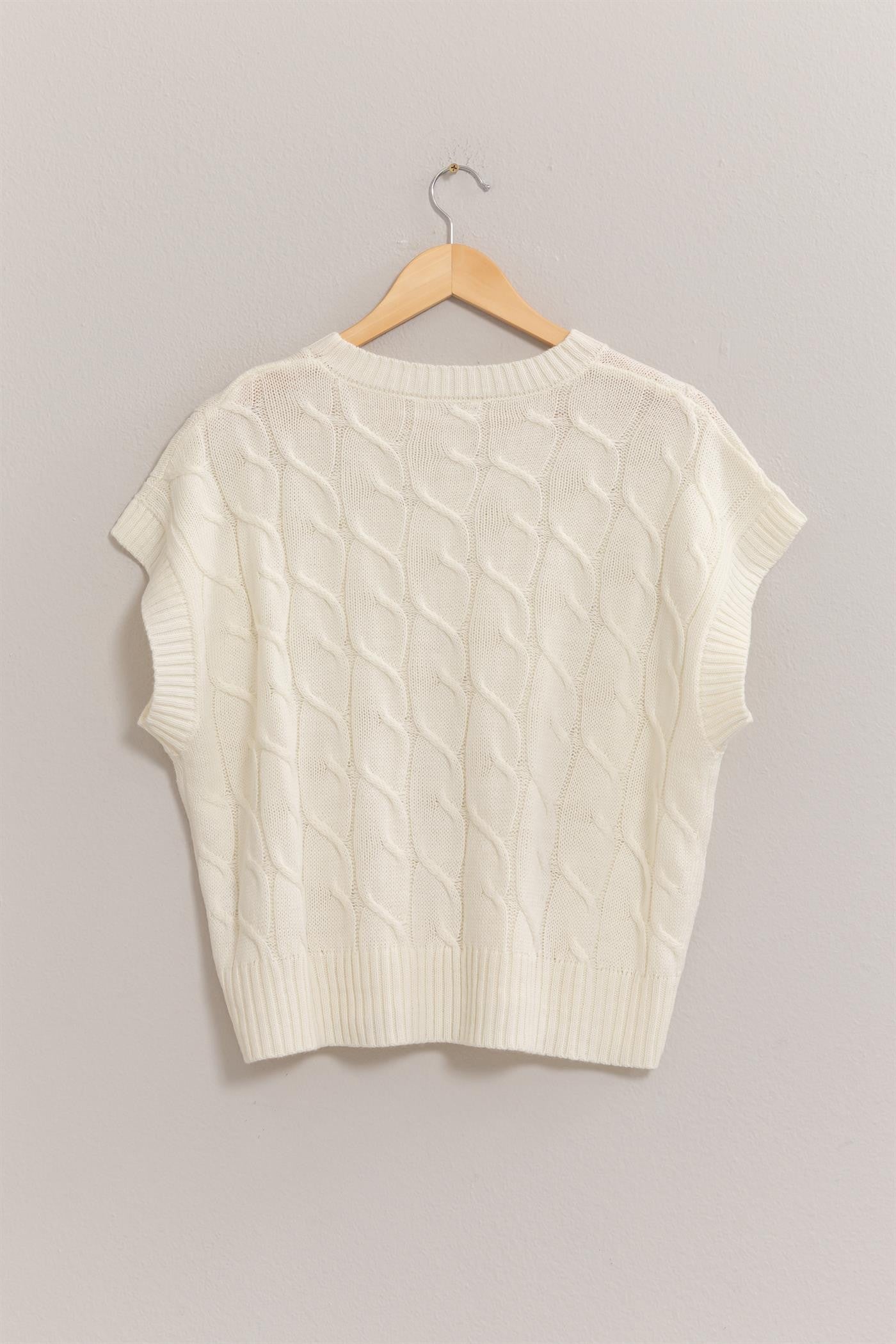 Cream Oversized Cable Knit Sweater Vest