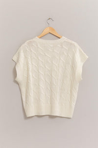 Cream Oversized Cable Knit Sweater Vest