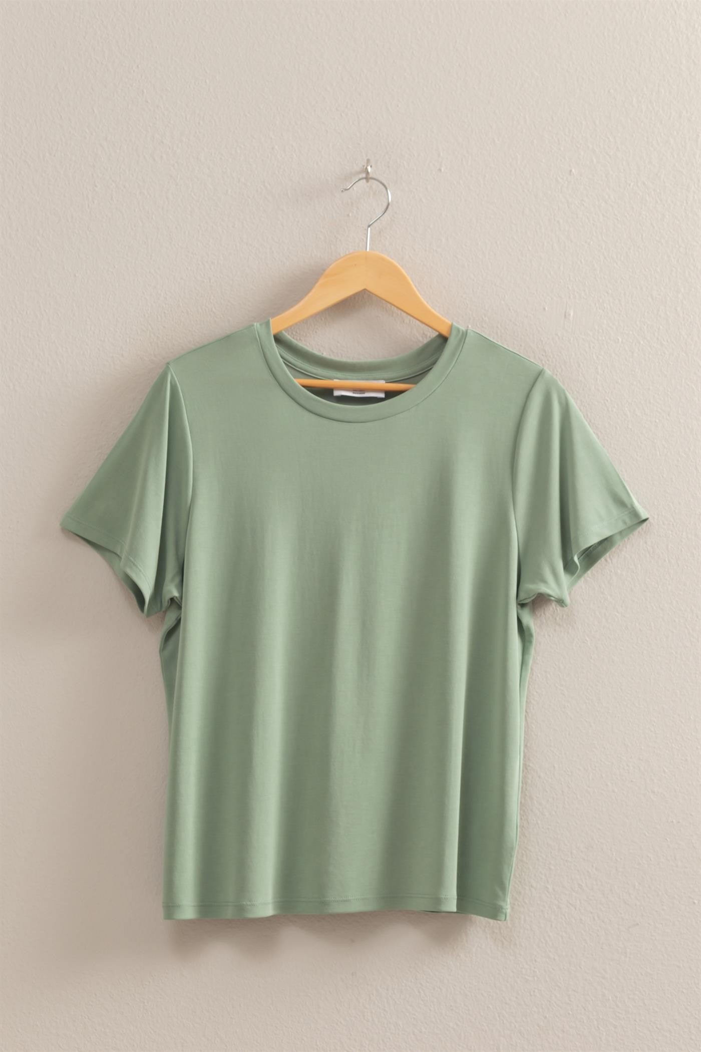 Sage Green Basic Round Neck Short Sleeve T Shirt