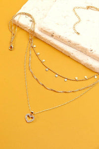 RHINE HEART BALL CHAIN DISC LAYER NECKLACE