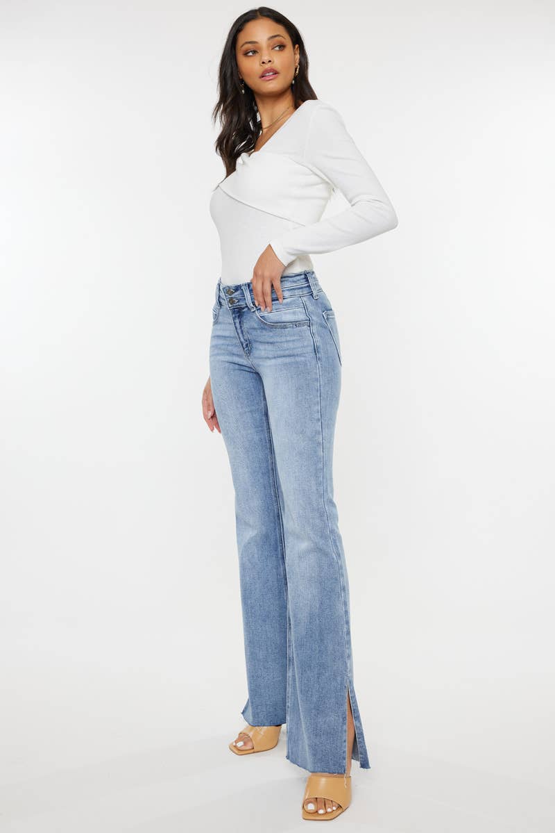 Mid-Rise Double Band Flare Jeans