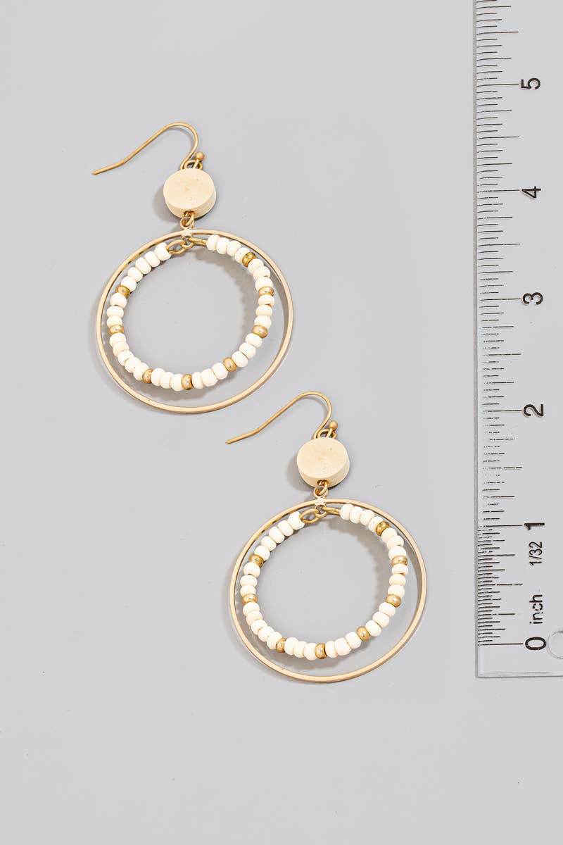 Layered Beaded Hoop Drop Earrings