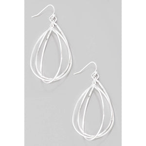 Layered Metallic Tear Dangle Earrings