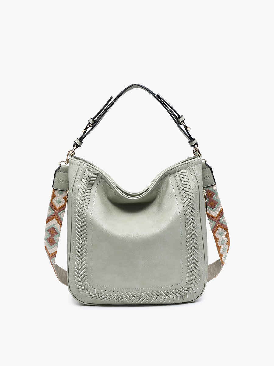 Latte Aris Small Whipstitch Hobo w/ Guitar Strap