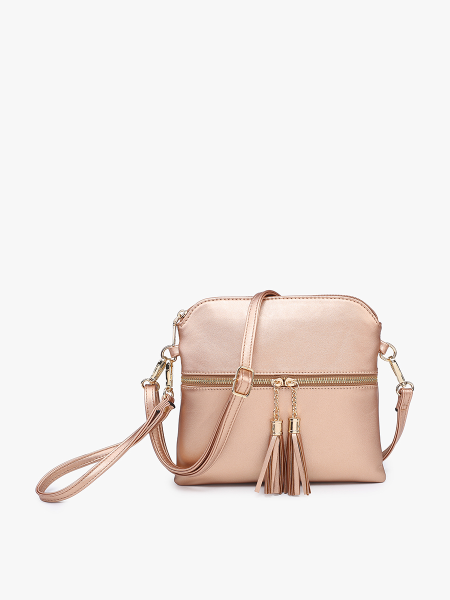 Diamond-Beige Tara Double Zip Crossbody/Wristlet