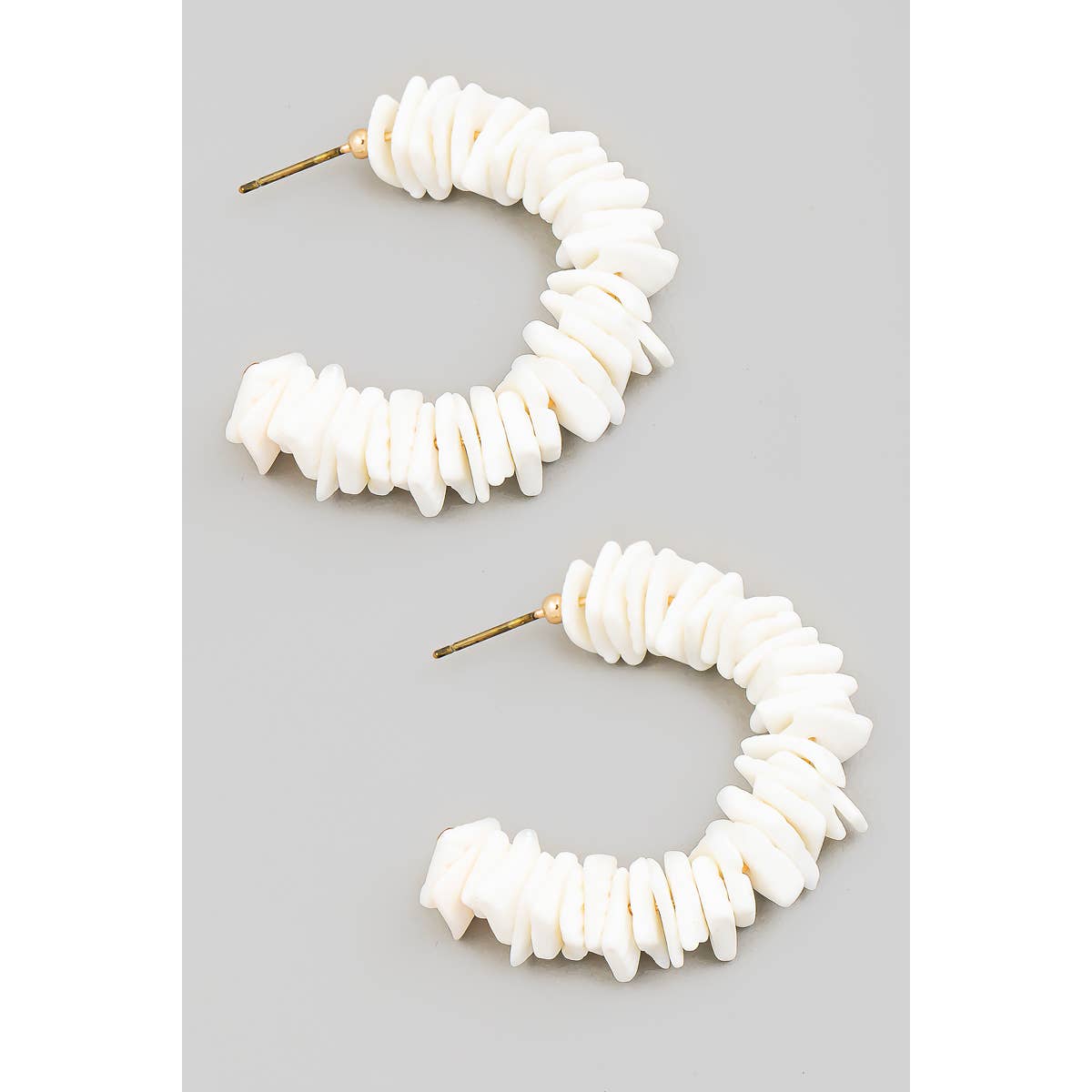 Layered Square Cut Shell Hoop Earrings