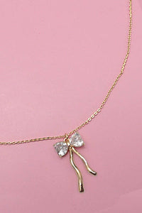 PETITE RHINESTONE BOW NECKLACE