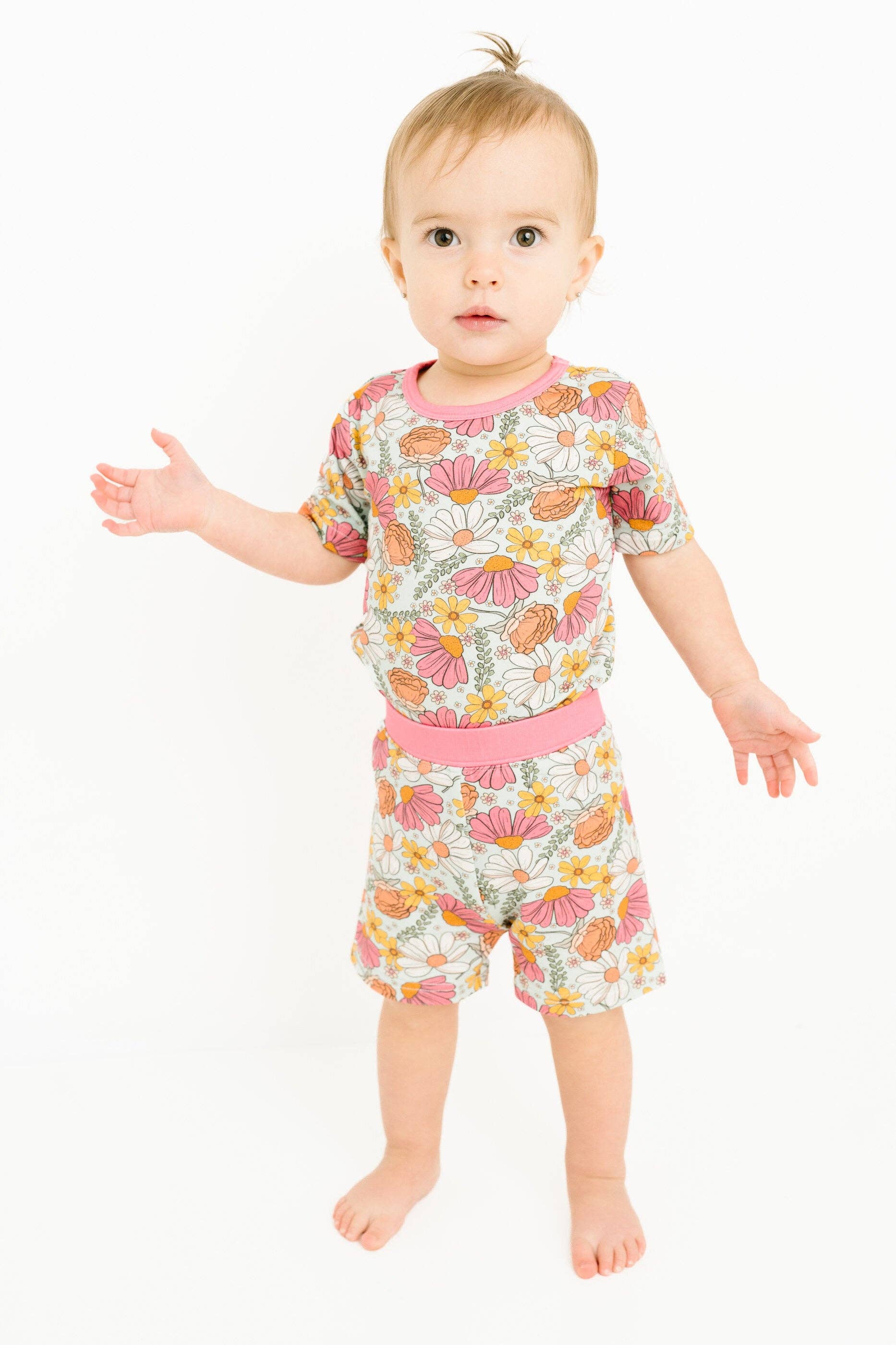 Spring Petals Bamboo Shorts Set