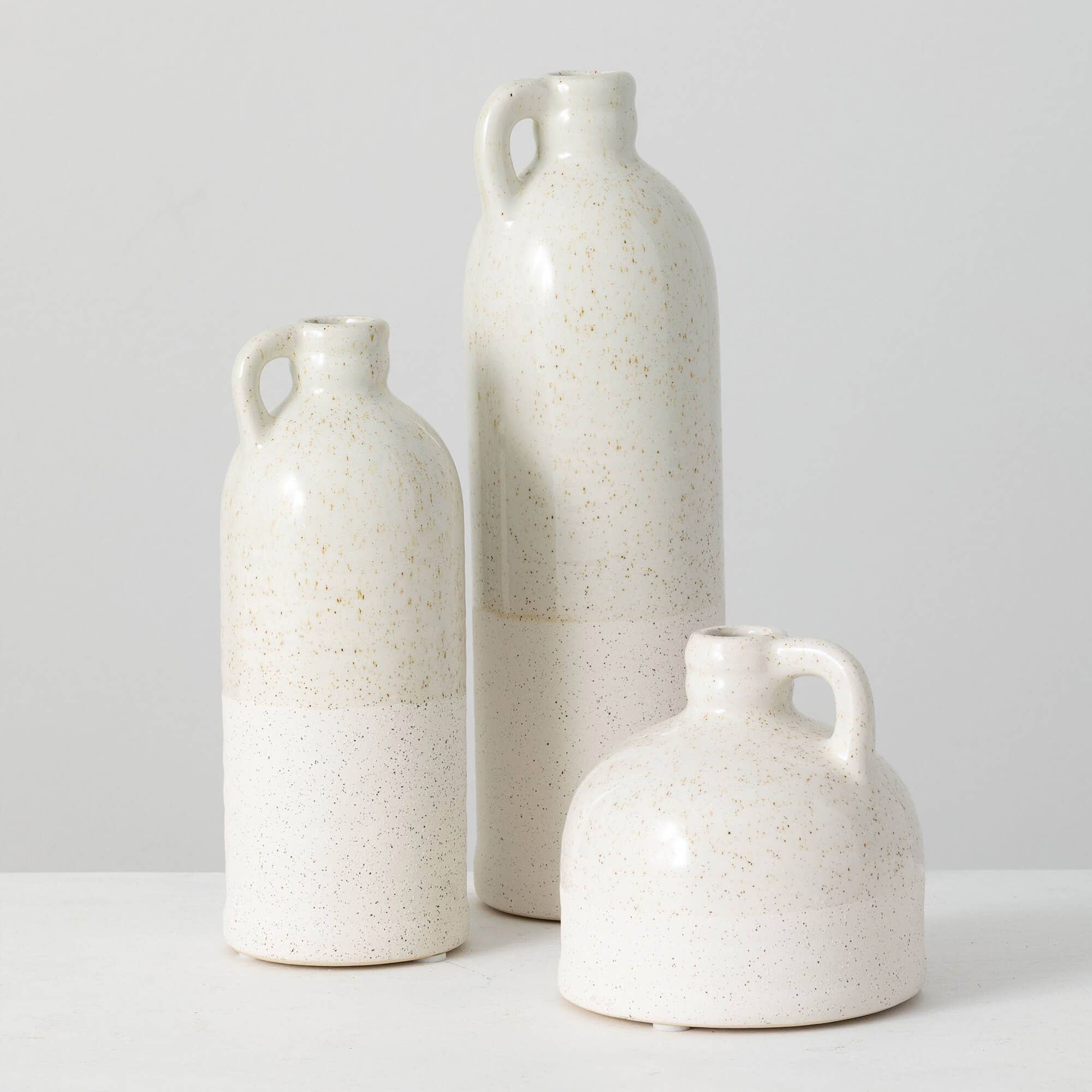 WHITE SPECKLED JUG VASE