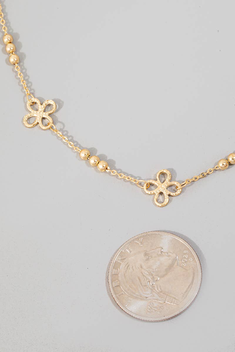 Textured Clover Chain Necklace