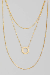 Ring Pendant Layered Chain Necklace