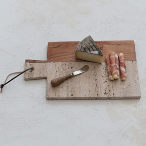 Acacia Wood Cheese/Cutting Board & Knife