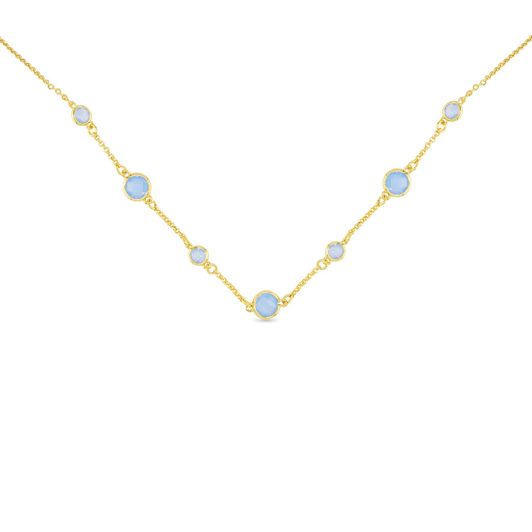 Faceted CZ Necklace | Ice Blu Collection: Light Grey / 18K Gold Dipped
