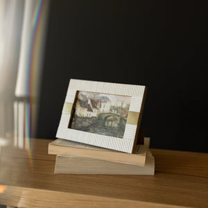 4X6 Kesia Ribbed Resin Photo Frame White With Brass Inlay