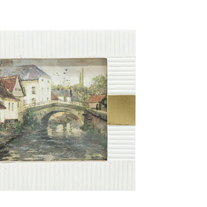 4X6 Kesia Ribbed Resin Photo Frame White With Brass Inlay
