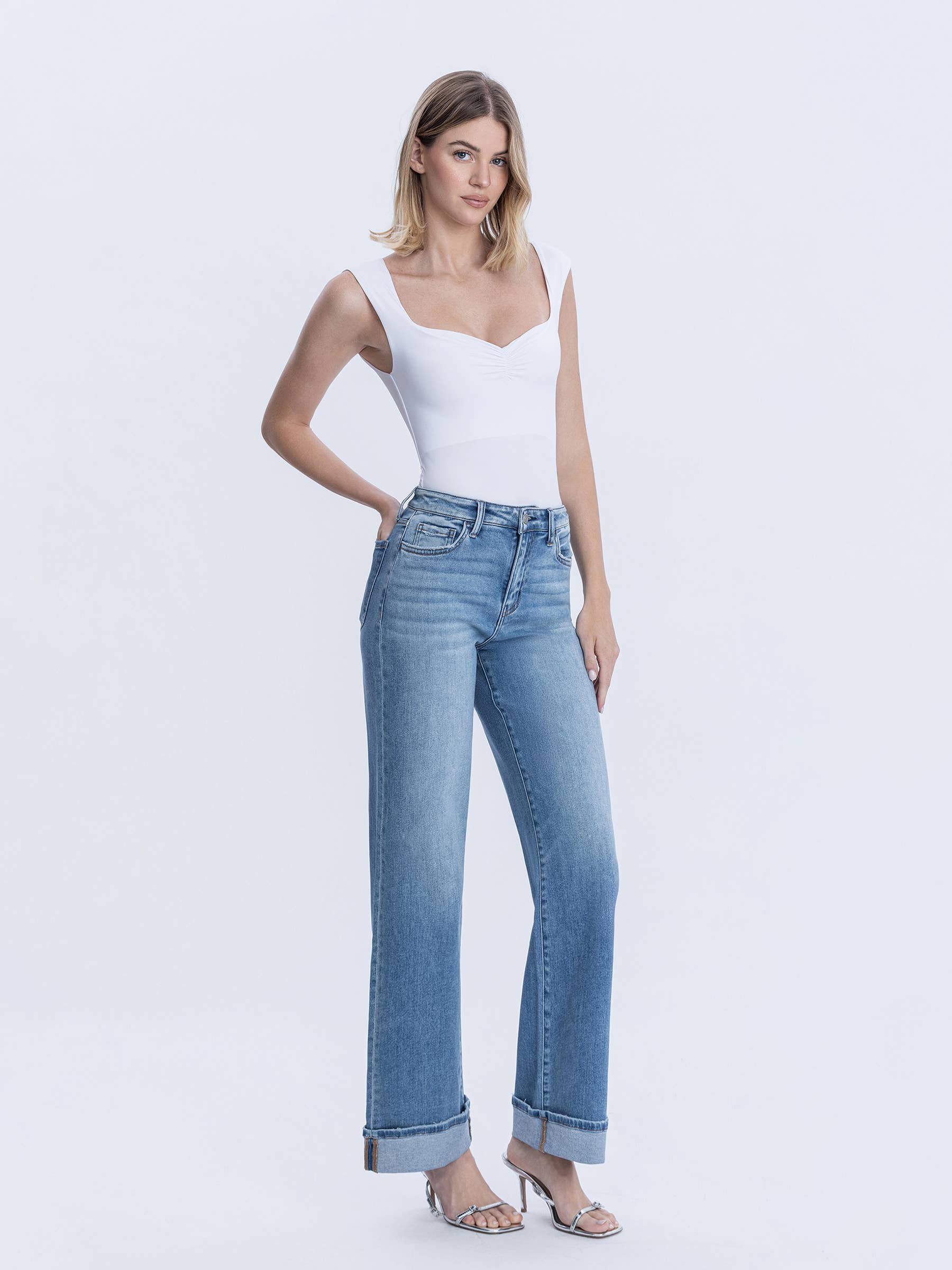 WESTBURY HIGH RISE FULL LENGTH CUFFED WIDE JEANS