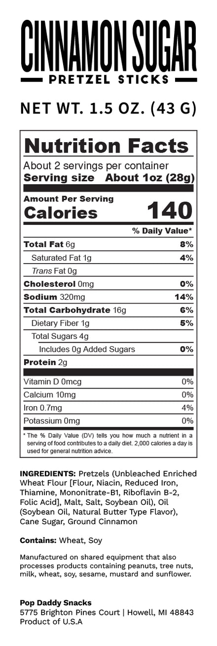 Cinnamon Sugar Seasoned Pretzels 1.5oz