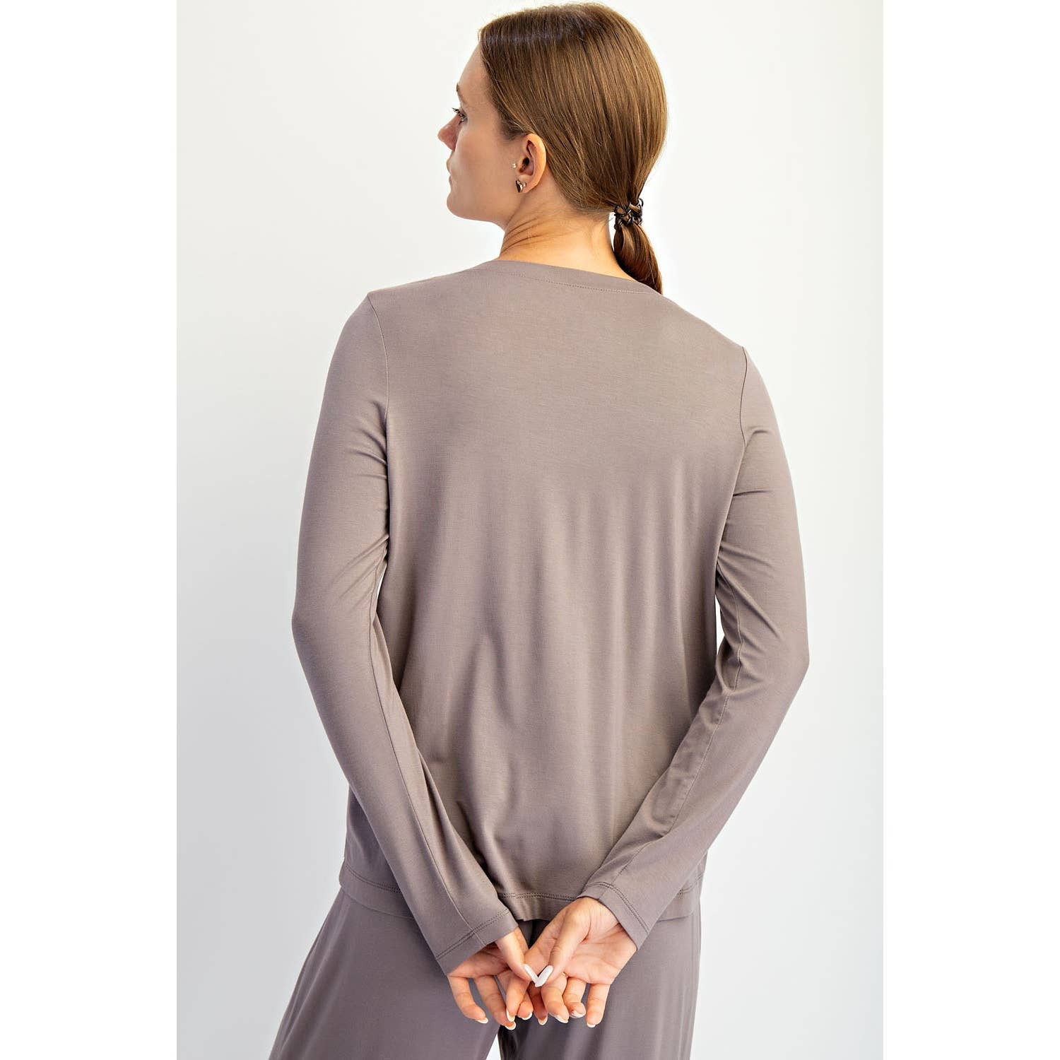 BLACK VISCOSE MODAL LONG SLEEVE TOP