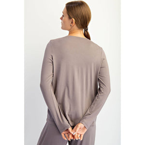 BLACK VISCOSE MODAL LONG SLEEVE TOP