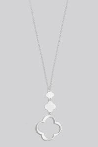 Tiered Clover Pendant Long Chain Necklace