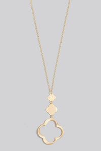 Tiered Clover Pendant Long Chain Necklace