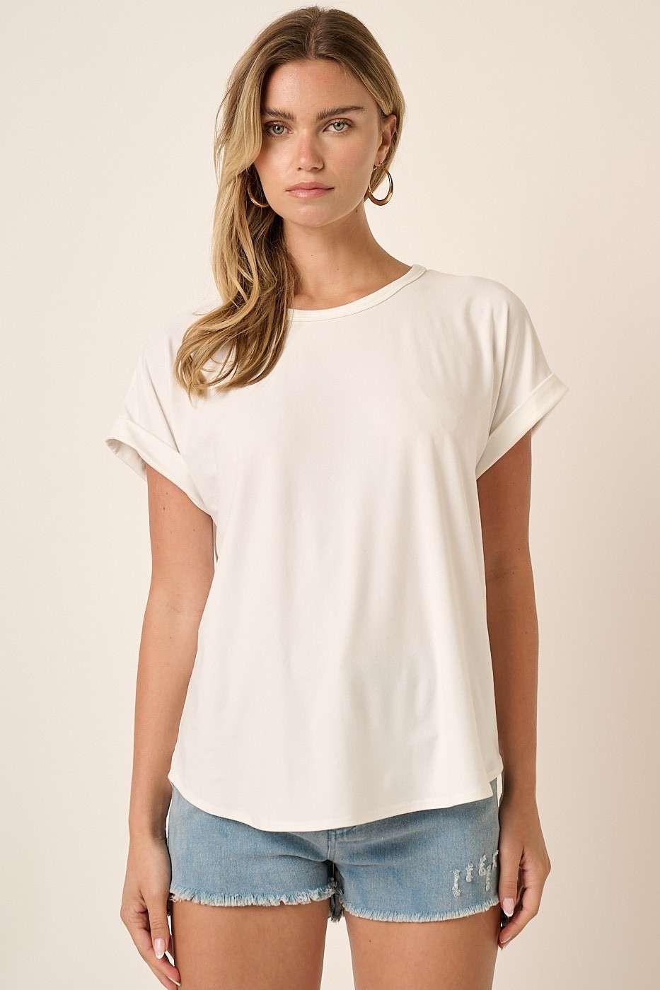 IVORY ROUND NECK DOLMAN SHORT SLEEVE