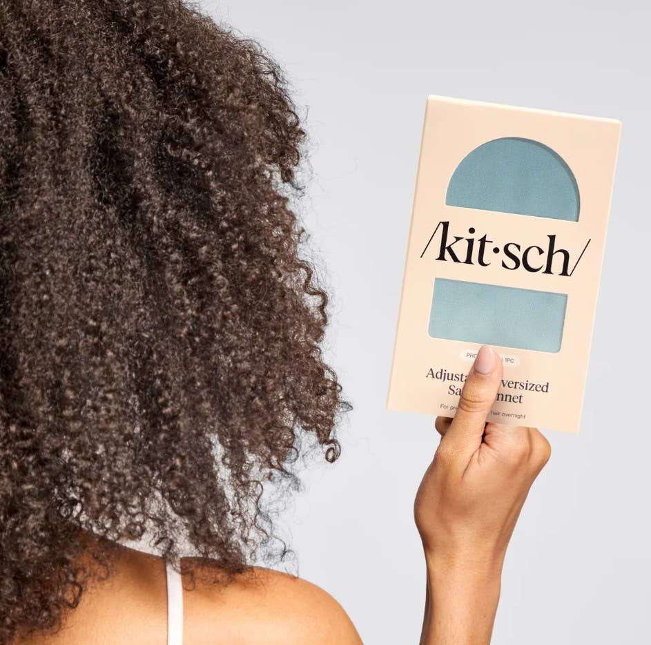 Haze Blue Adjustable Oversized Satin Bonnet