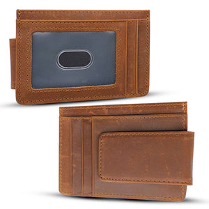 Brown Leather Wallet with Magnet Clip