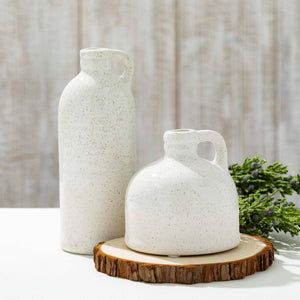 WHITE SPECKLED JUG VASE