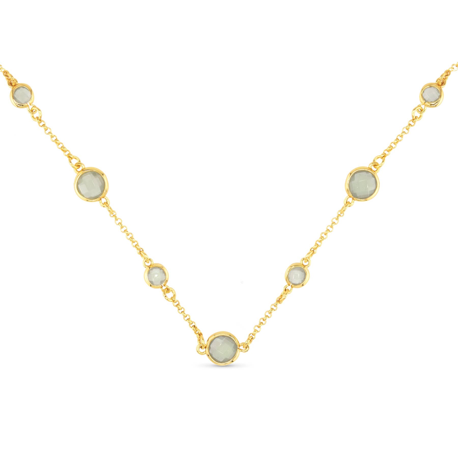 Faceted CZ Necklace | Ice Blu Collection: Light Grey / 18K Gold Dipped