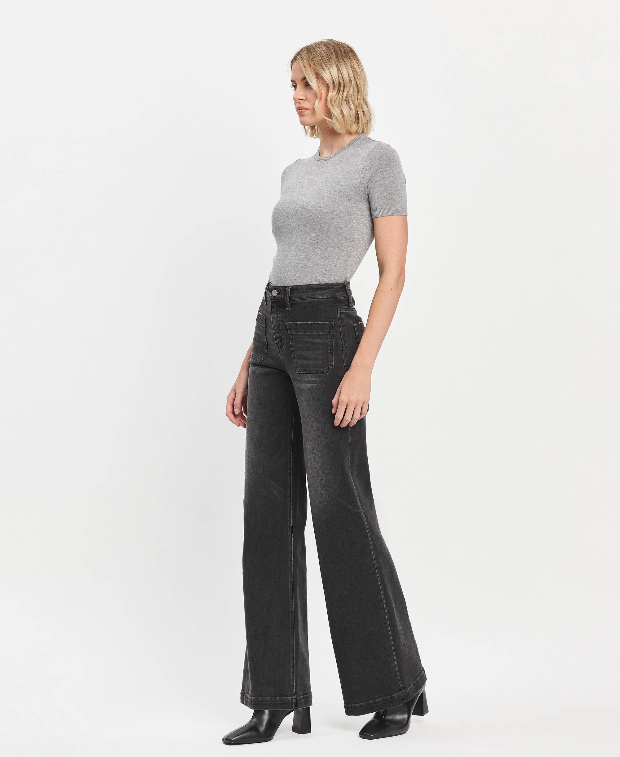 ENGROSS HIGH RISE WIDE TROUSER JEANS