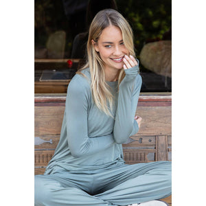 BLACK VISCOSE MODAL LONG SLEEVE TOP