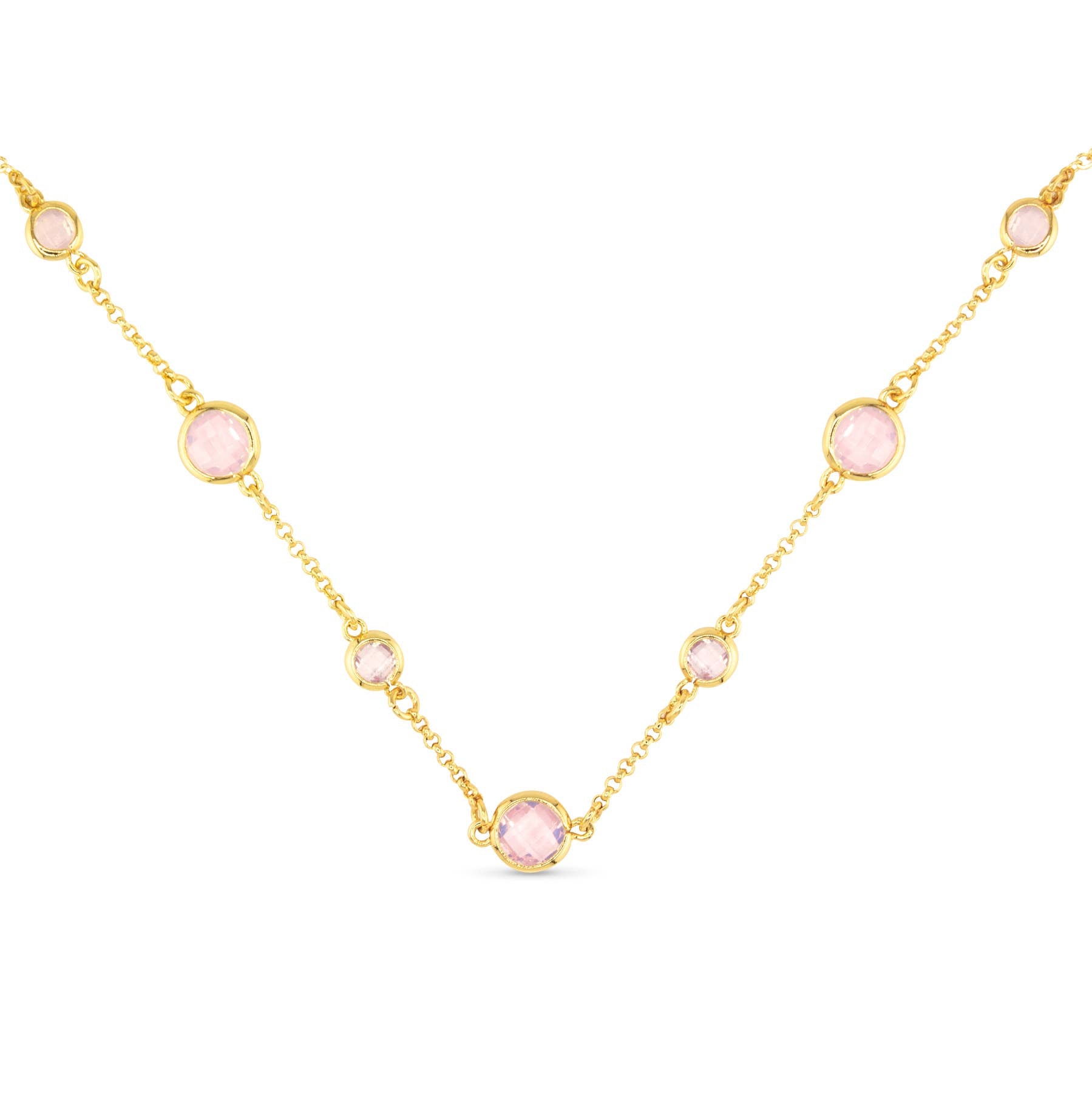 Faceted CZ Necklace | Ice Blu Collection: Milky White / 18K Gold Dipped